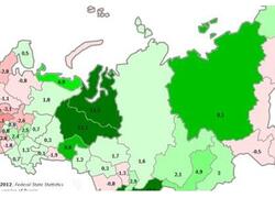 Естественное движение населения России за январь-ноябрь 2012 года